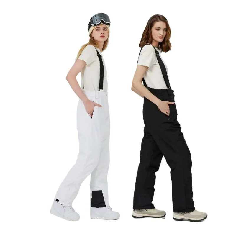 

2025Черно-белые однотонные лыжные штаны женские для скейтборда, сноуборда, ветрозащитные, водонепроницаемые, теплые, для альпинизма, катания на лыжах