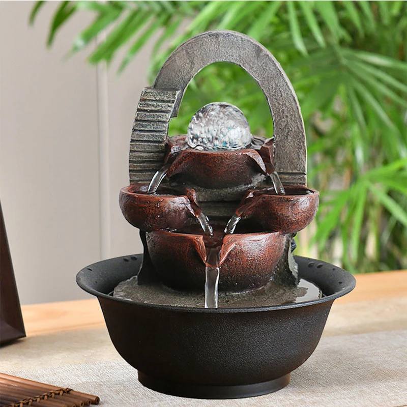 Simple Running Water Fountain Decoration, Living Room, Office Desktop, Feng Shui Ball, Waterscape, Wheel, Housewa