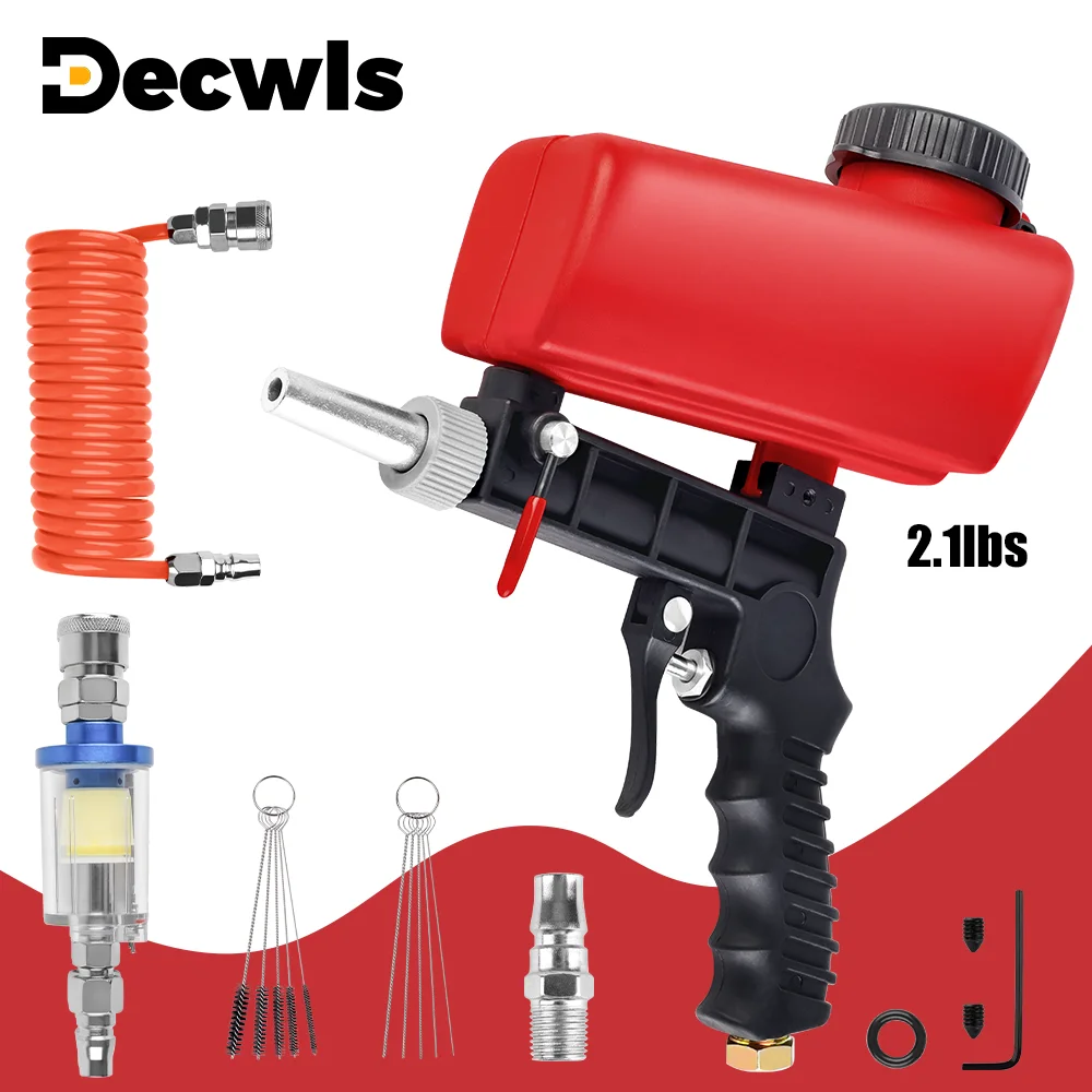 Adjustable Sandblasting Gun 90psi Portable Home Sandblasting Machine Gravity Pneumatic Small Handheld Blasting Gun Set Air Tool