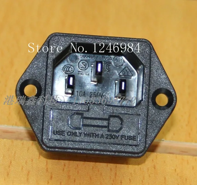 [SA]WINFOONG AC outlet AC power connector socket combo insured three -pin connector socket triangle RF-2004C--50pcs/lot