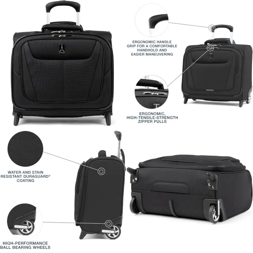 

Travelpro Maxlite 5 Lightweight Softshell Rolling Underseat Tote Bag, Unisex, Black, 16-Inch