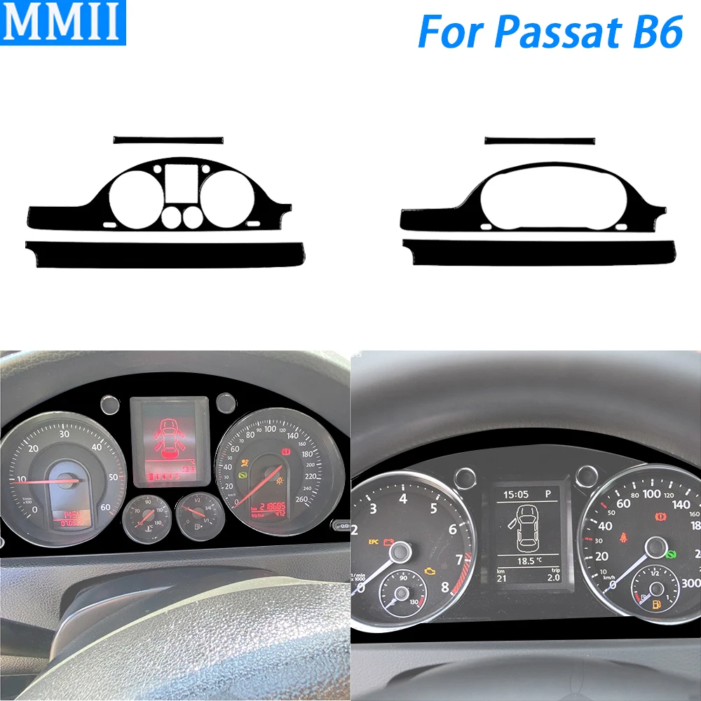 

For Volkswagen Passat B6 2006-2011 Piano Black Dashboard Speedometer Panel Set Decorative Cover Car Interior Accessories Sticker