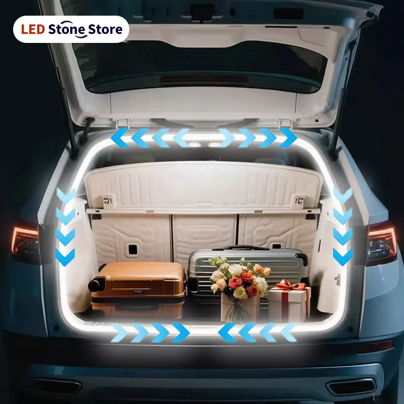 Car Trunk Lighting Strip Flow Welcome Ambient Mood Light Automatic On/Off Hidden Installation Modified Tailgate Decorative Lamp