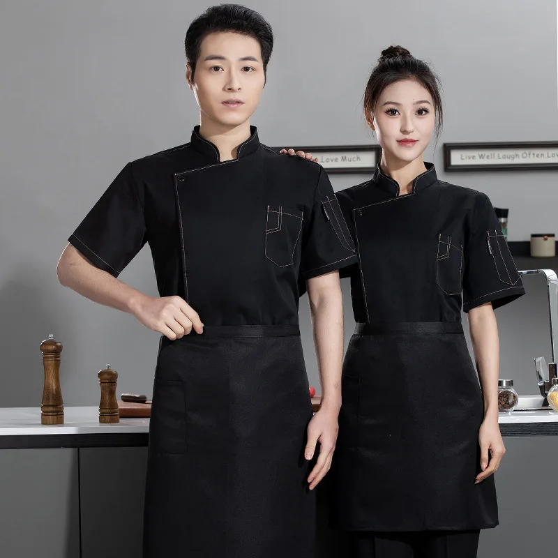 Uniforme de trabajo de cocina para restaurante de Hotel, chaqueta de Chef de manga corta, panadería, pastelería, ropa de cocina para empleados, verano
