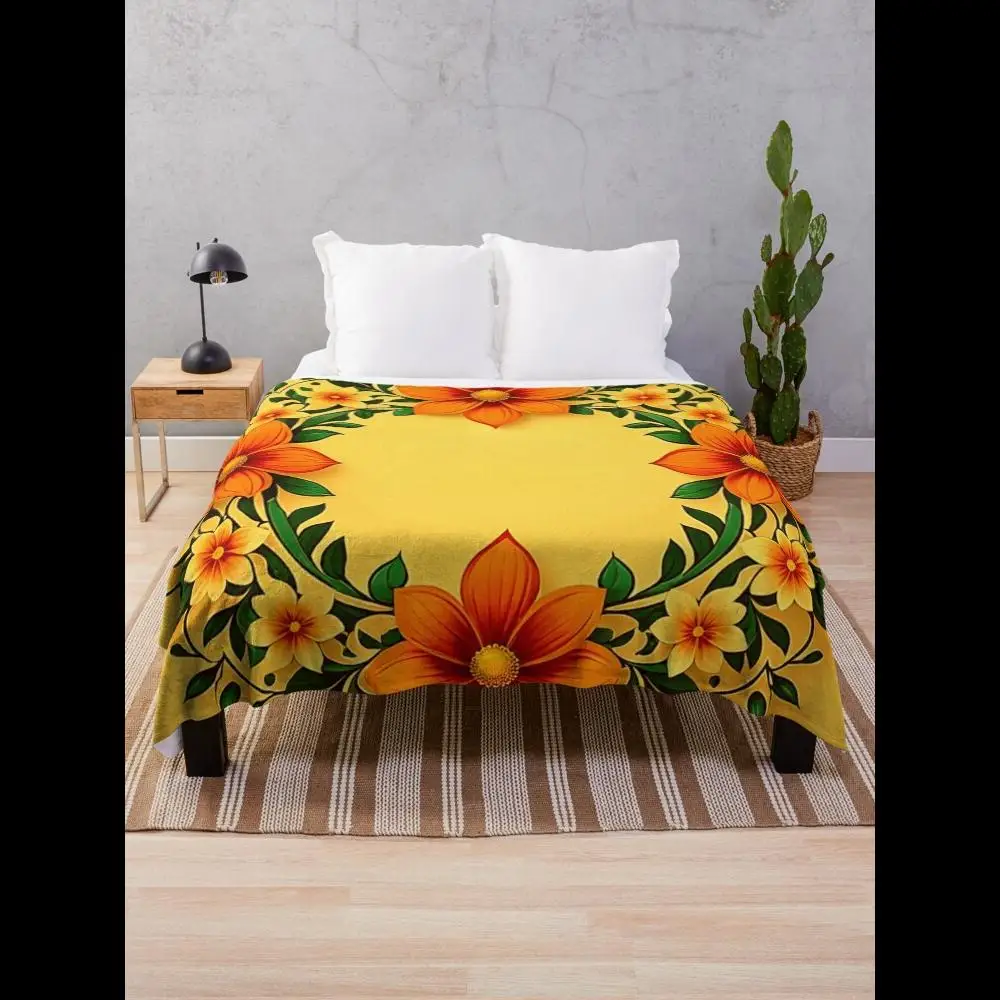 

Floral Ring Throw Blanket Soft Cozy Decor for Living Room Sofa Bed