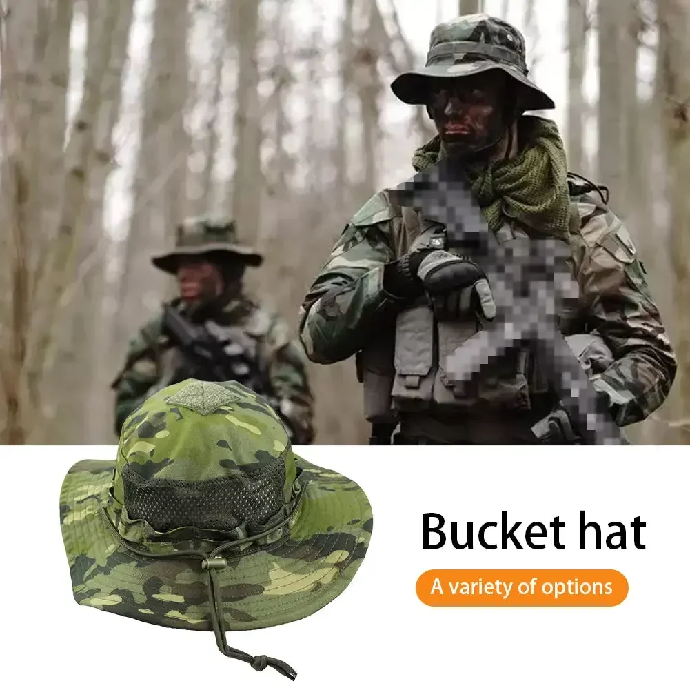 جديد التكتيكية التمويه Boonie قبعة واسعة قبعة لها حواف الرجال الرياضة في الهواء الطلق الصيد التنزه الصيد ظلة قبعة طوي قبعة لينة