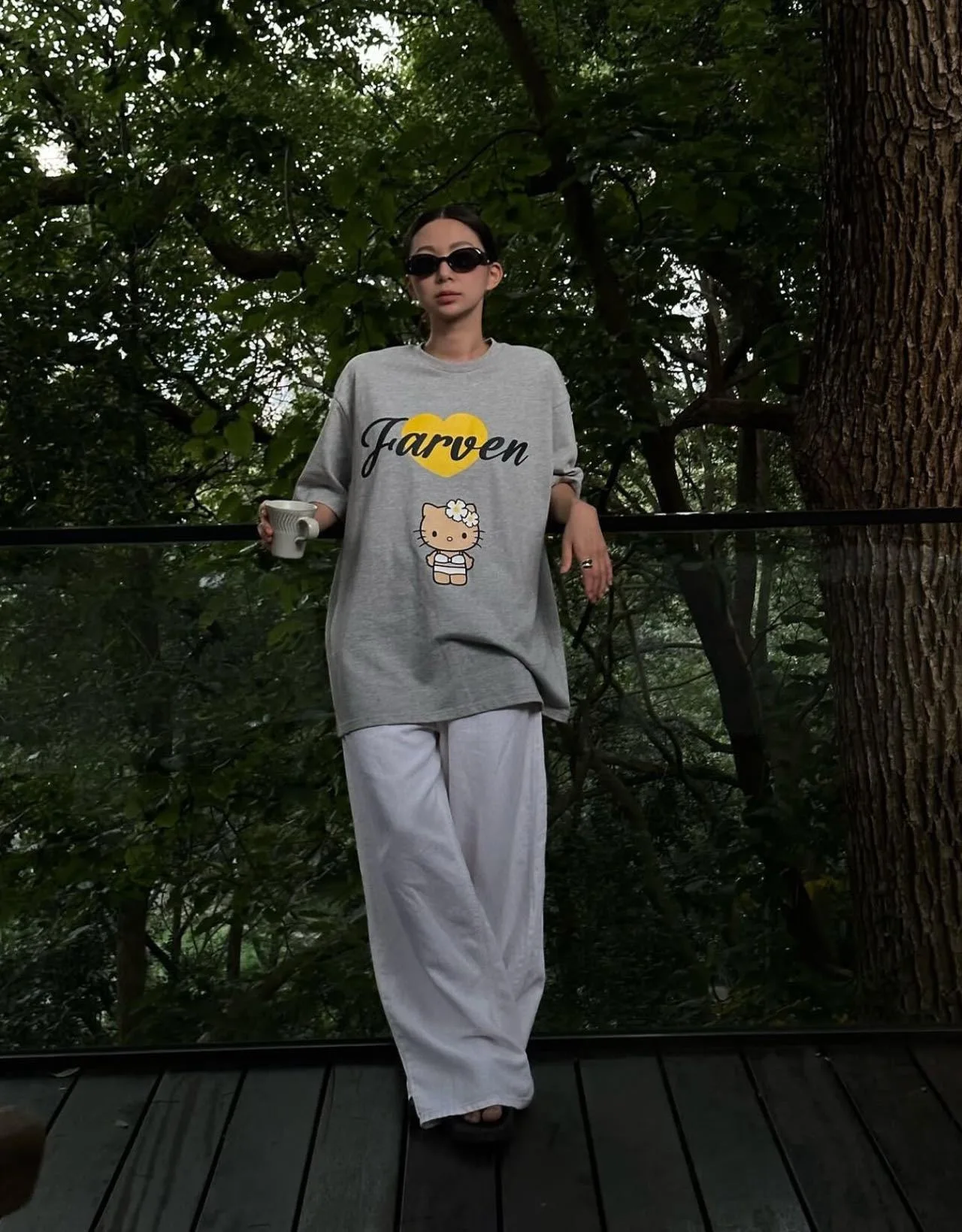 T-shirt lunga ampia Sve da donna con stampa cartoon casual coreana in cotone Sle assorbente del sudore rotondo Ne ort Sve Top