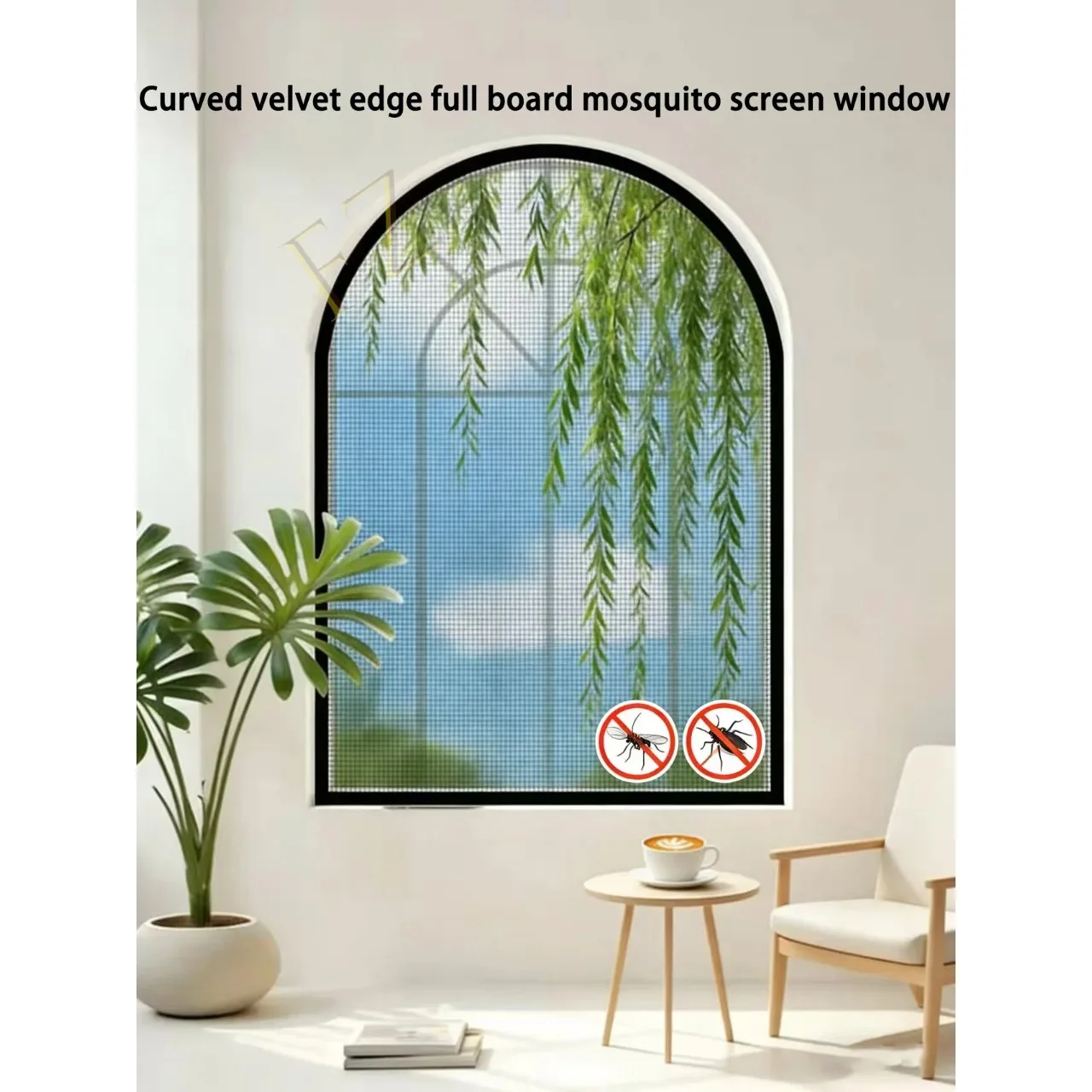 Customizable Curved Invisible Mosquito Screen, Self-adhesive Type, for Mosquito and Fly Prevention