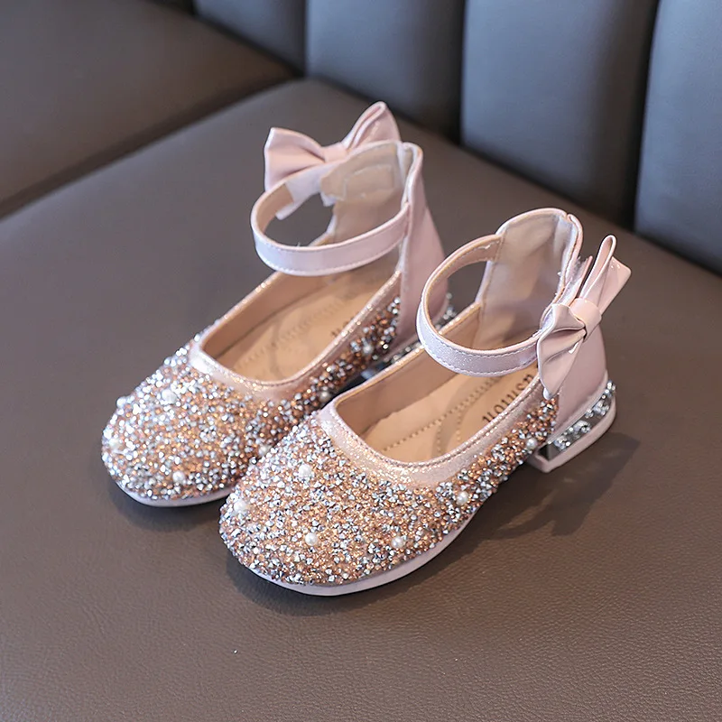 

Black Childrens Leather Shoes Gold Silver Girls Princess Shoes For Party Wedding Dance Performance Kids Shoes Chaussure Fille