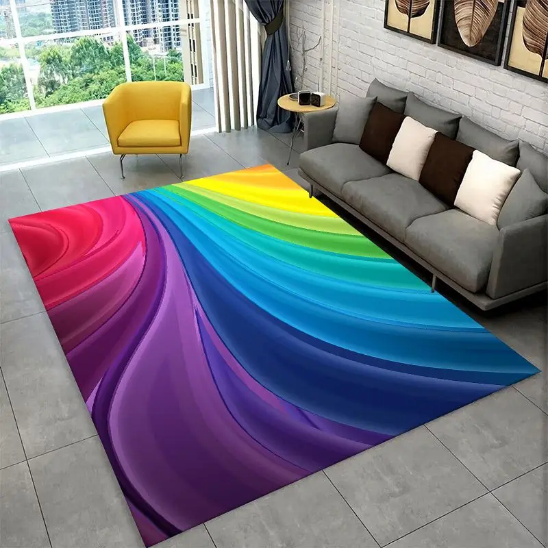 Fashion Rainbow Colour Scenery Large Area Rug Non-slip Durable Carpet for Bedroom Living Room Sofa Doormat Home Decor Floor Mat