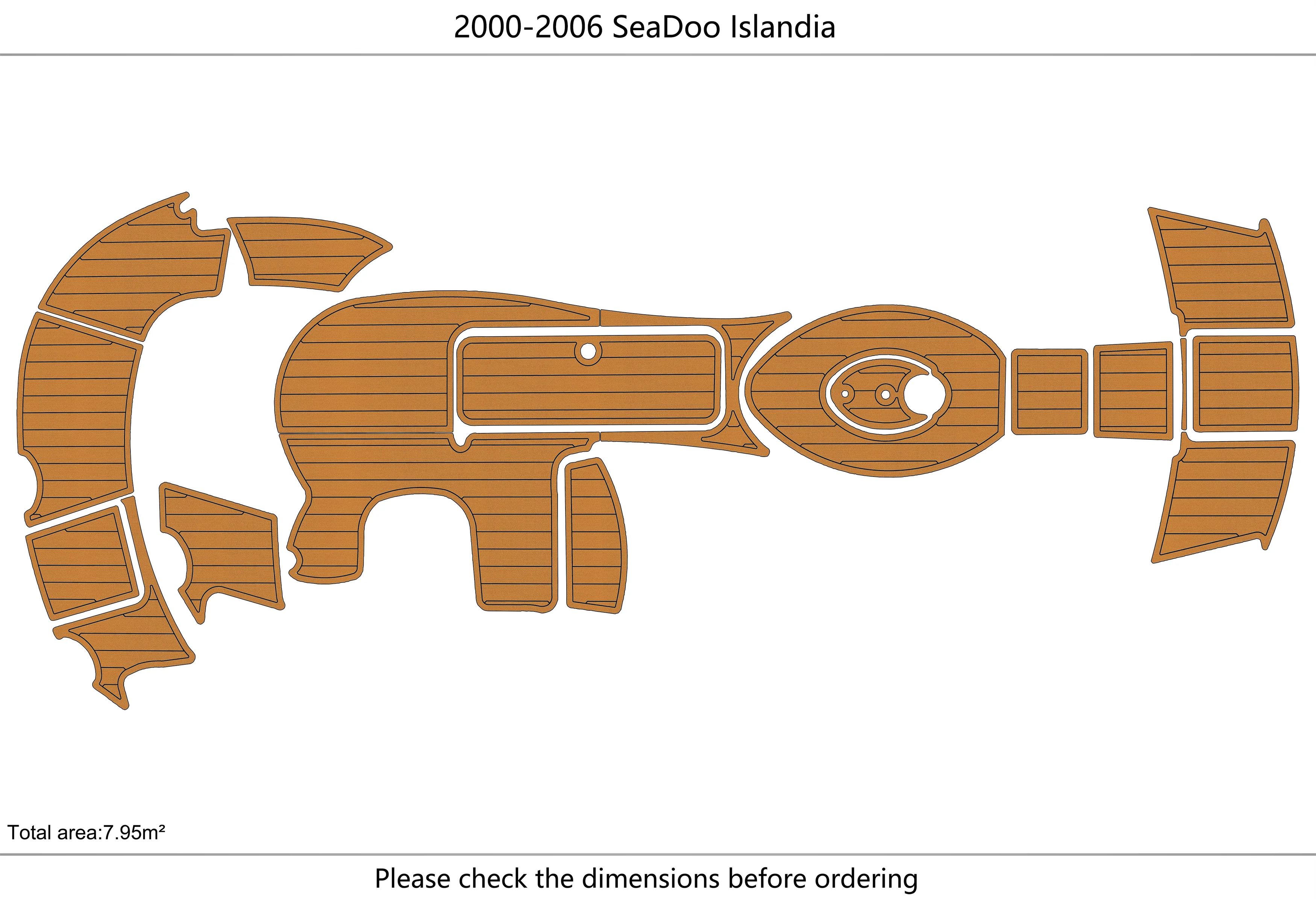 Eva foam Fuax teak seadek marine floor For 2000-2006 SeaDoo Islandia Cockpit Swim platform 1/4