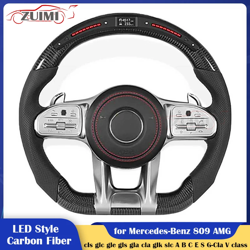 

karbonowa kierownica samochodowa LED do Mercedes-Benz A B C E S G-Cla V cls glc gle gls gla cla glk slc W197 W205 W213