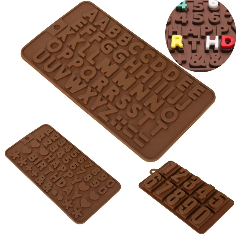 Silicone Chocolate Mold 26 Letter Number 3D Chocolate Baking Tools Non-stick Silicone Cake Mold Jelly And Candy Mold 3D Mold DIY