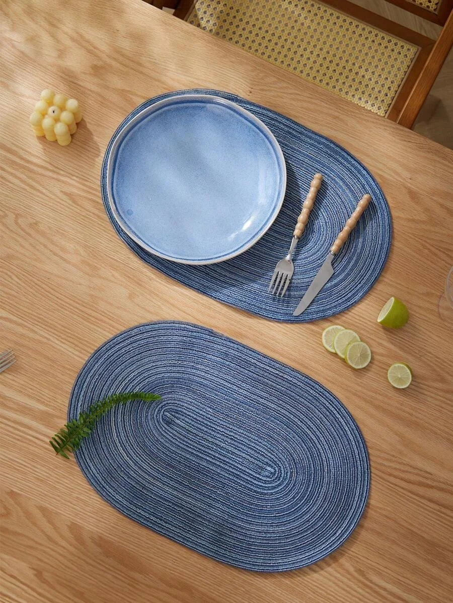 1/4/6PCS Blue Braided Oversized Placemats 35x50cm Oval Table Mats Pad Indoor Placemats for Dining Table Placemats Wedding Decor