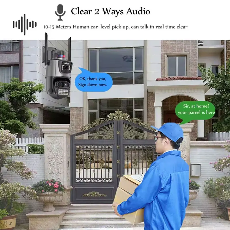 6MP iCsee APP 8X Zoom Bluetooth Dual Lens PTZ IP Dome Camera AI Humanoid Detection Full Color Home Security CCTV Monitor