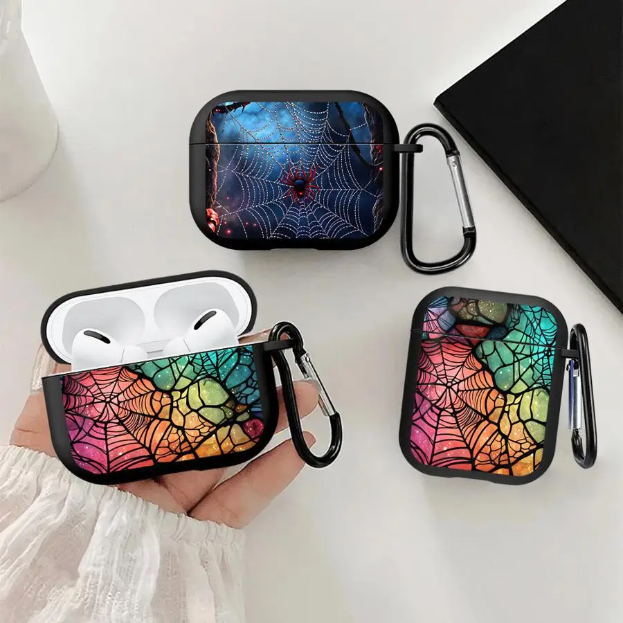 Galaxy Cobweb Gothic Print Earphone Cases Cover With Hook Case For Airpods 5 Pro2 Pro3 4 1 2 3 Pro