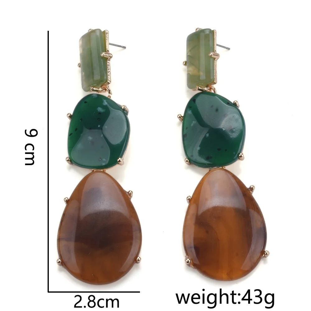 2026 جديد البوهيمي العرقية خمر الراتنج قطرة الماء أقراط النساء الهندي بيان الذهبي المعادن طويلة استرخى أقراط مجوهرات #2