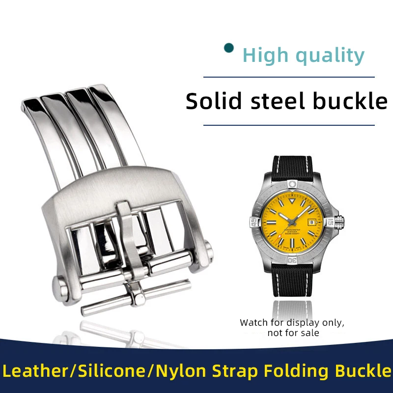 Aço inoxidável Folding Band Buckle, Assista Buckle Acessório para Breitling, Silicone, Couro, Nylon Strap, 20mm