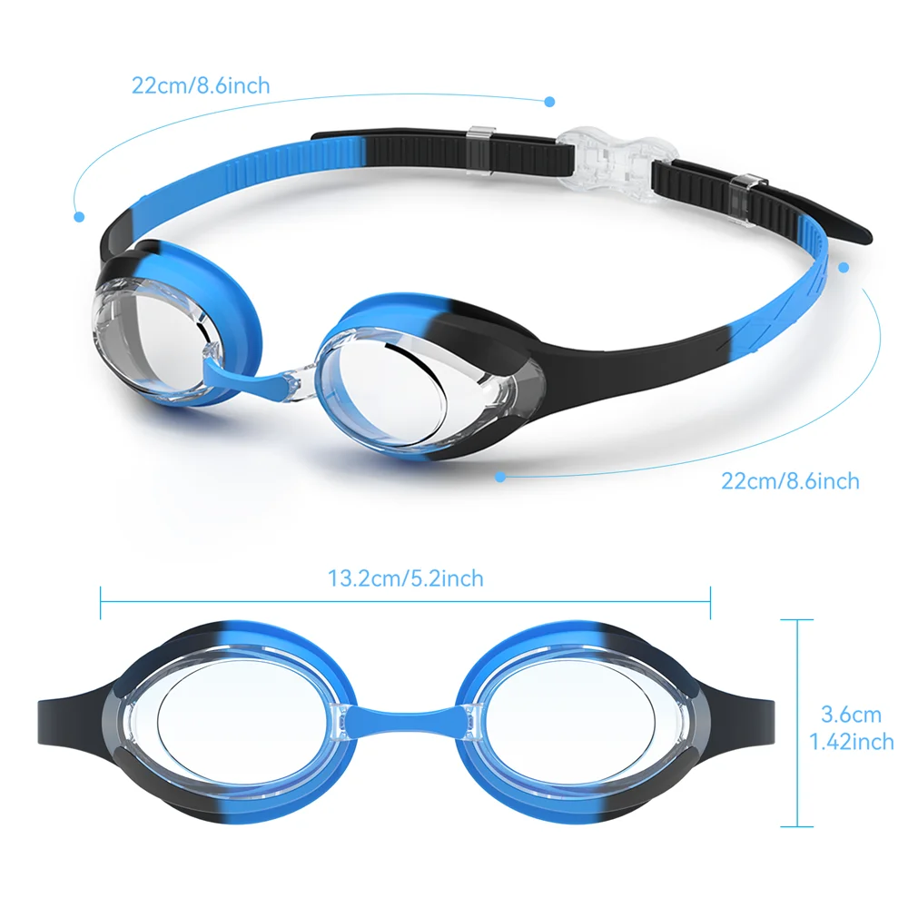Schwimmbrille für Kinder, Schwimmbrille, beschlagfrei und auslaufsicher, schnell verstellbarer Riemen, austauschbare Nasenbrücke, für Mädchen und Jungen im Alter von 3–14 Jahren – Detail 7