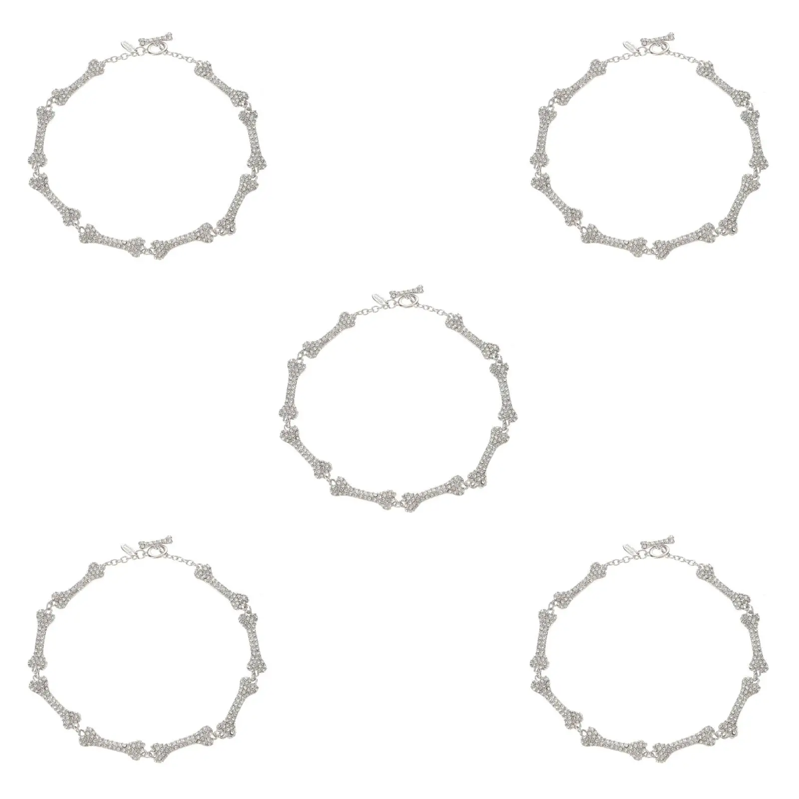 

5pcs Set of 5 Necklace Crystal Bone Halloween Rhinestones Clavicle Chain Crystals Chains Women