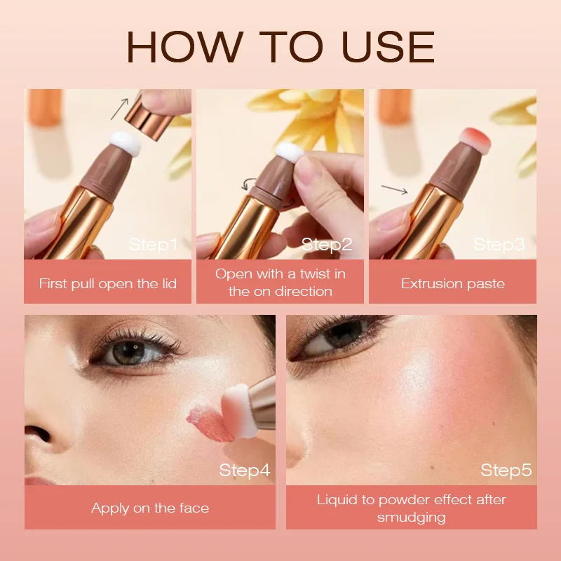 Pluma de maquillaje multifuncional, colorete líquido, lápiz de contorno nacarado, flash fino, ilumina naturalmente el rostro, utiliza para resaltar el contorno