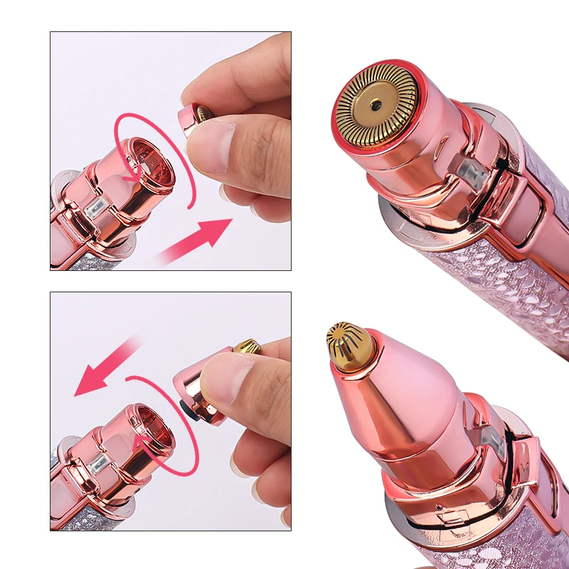 Portatile 2 IN 1 Epilatore Elettrico Rasoio Sopracciglia Corpo Viso Labbro Rimozione Dei Capelli Mini Indolore Rasoio Da Barba Rasoio LED Incorporato