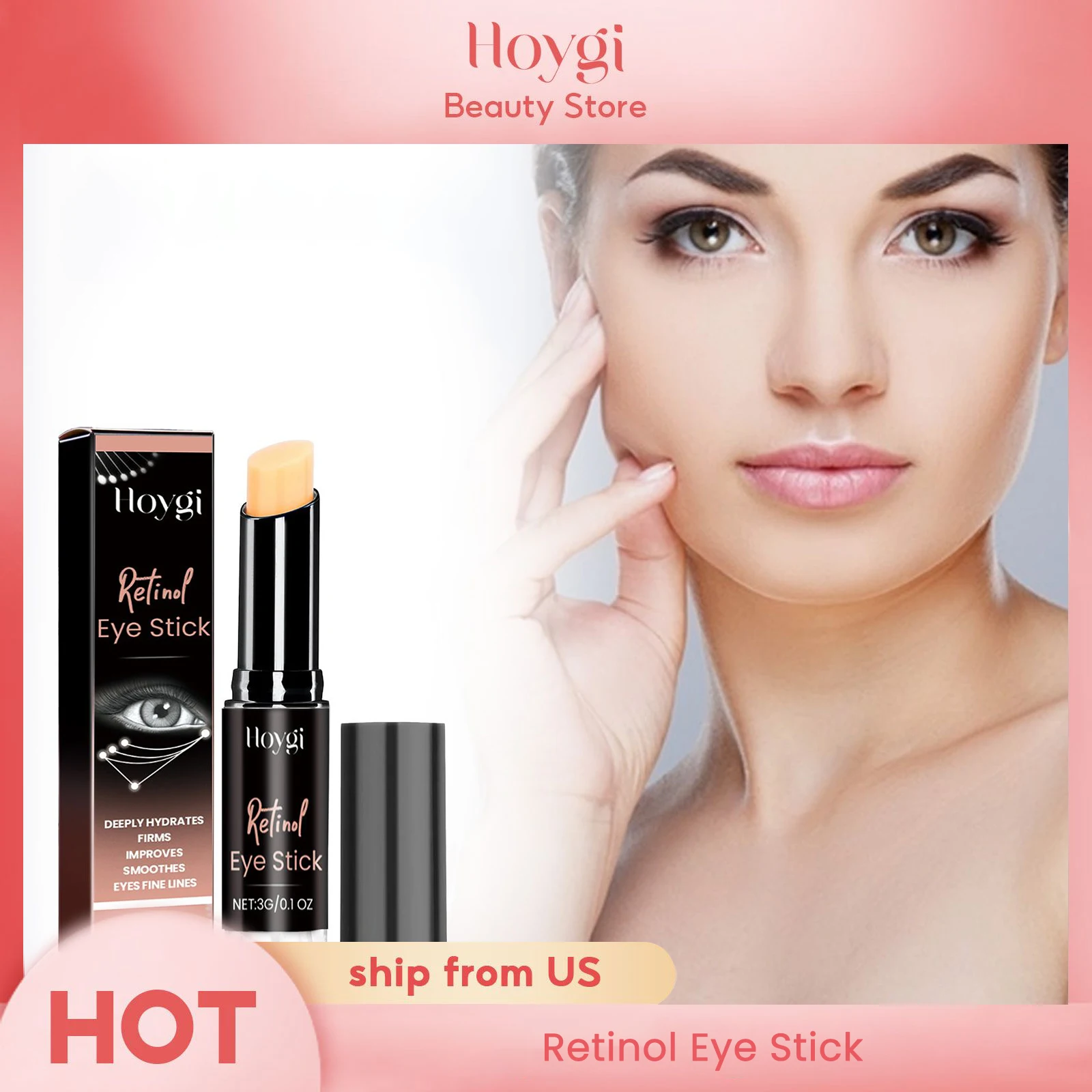 Hoygi Reduce Dark Circle Puffiness Anti Wrinkle Removal Whitening Eye Care Cream Serum Balm Firming Anti Aging Retinol Eye Stick