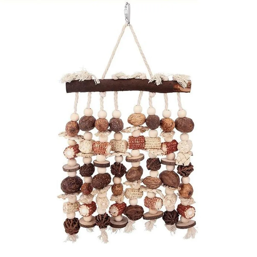 Pure Wood Parrot Chewing Mixed Dried Plant Colorful Design Bird Foraging Shredding Structure Rope Texture Parrot Tearing