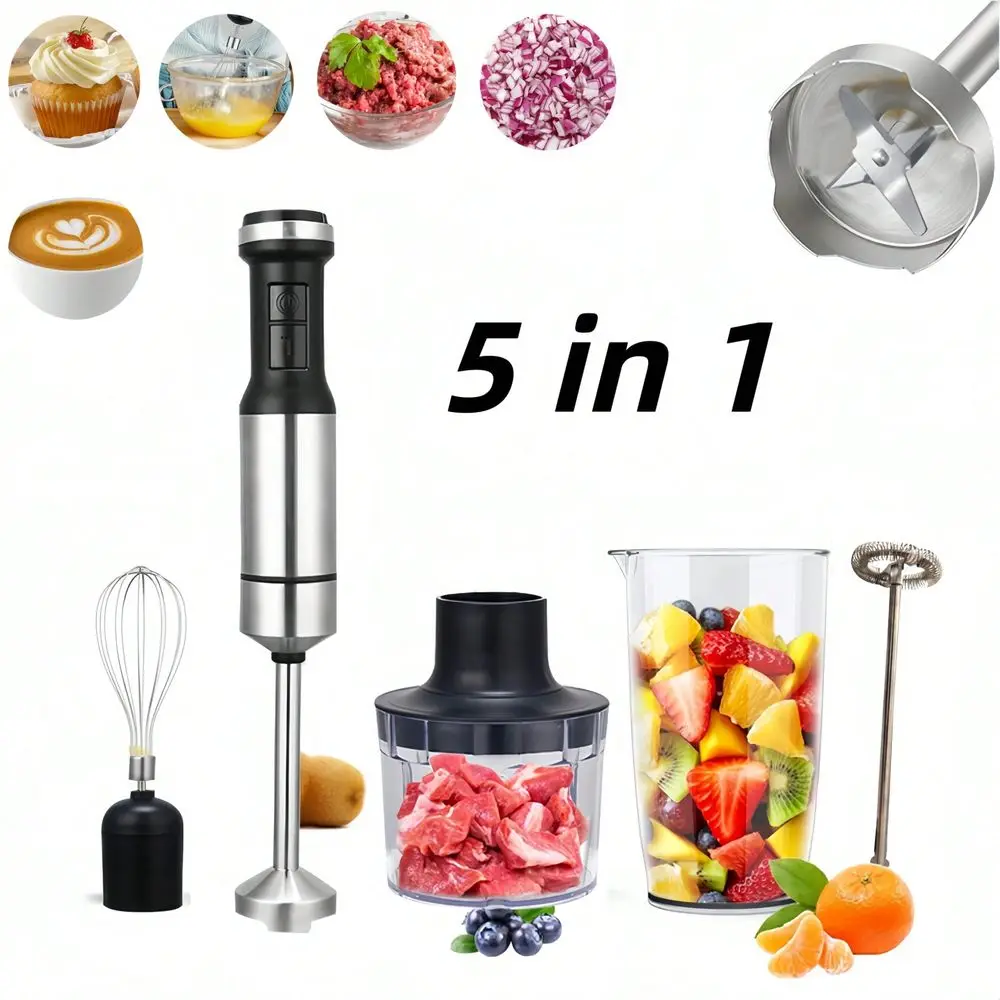 

800W High Power Electric Immersion Hand Blender, Stainless Steel, 12-Speed Control Single Hand Mixer, Blender, Ch