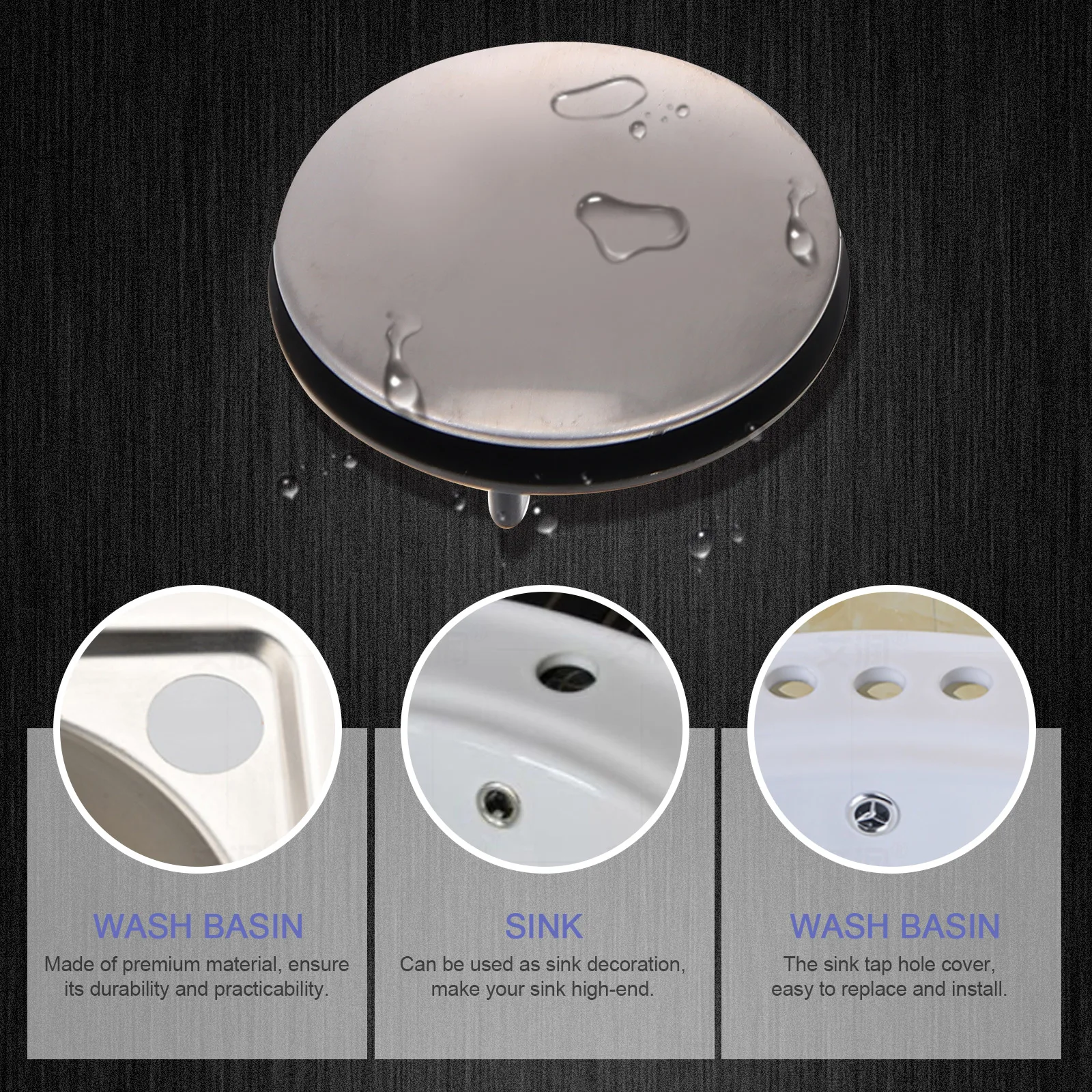 

4 Pcs Sink Hole Cover Drain Bounce Stainless Wash Basin Faucet Plug Kitchen Caps Pp Stopper