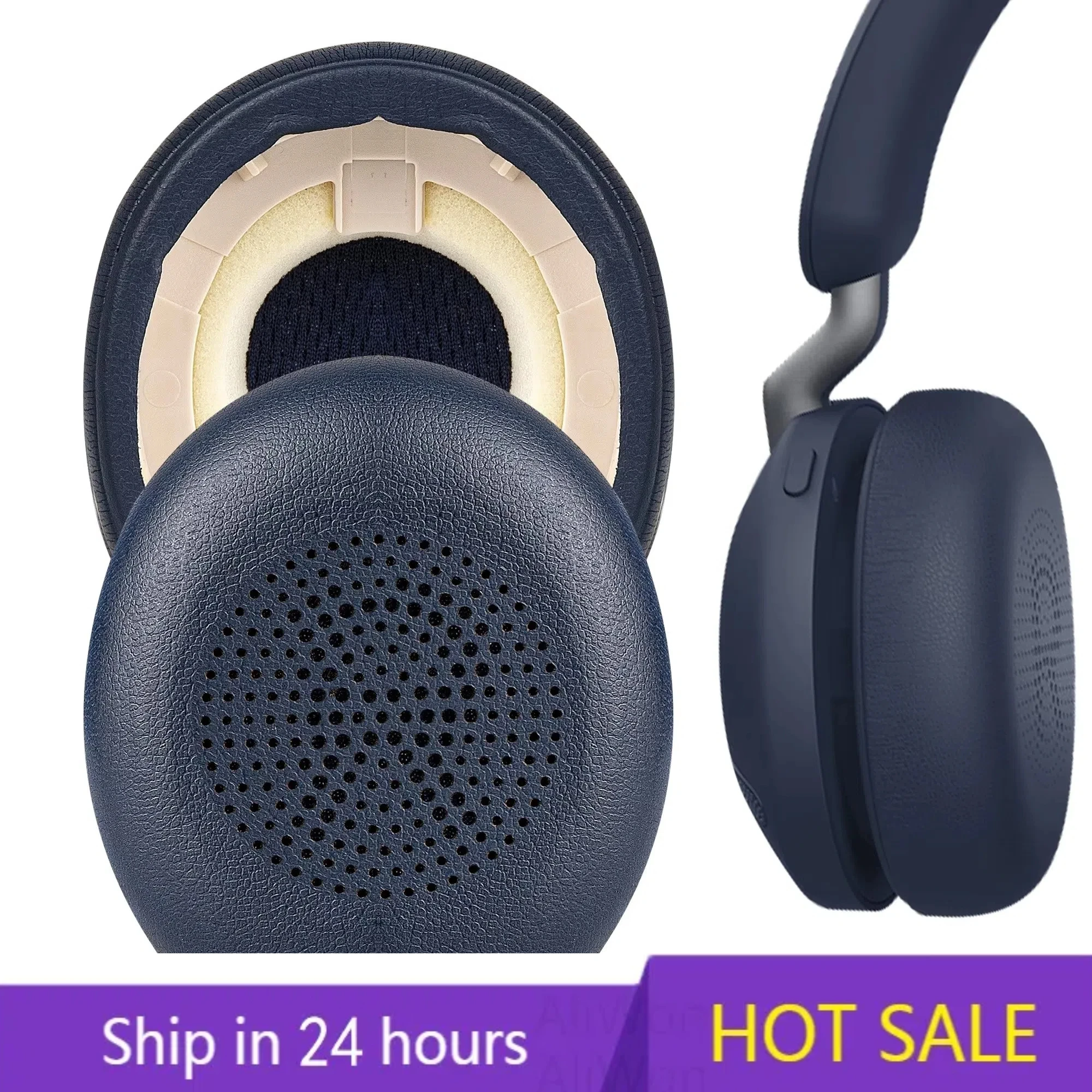 แผ่นรองหูโฟม1คู่สำหรับเปลี่ยนหมอนอิงหมอน Jabra Elite หูฟังบลูทูธ45H Evolve2ที่ครอบหูฟัง65