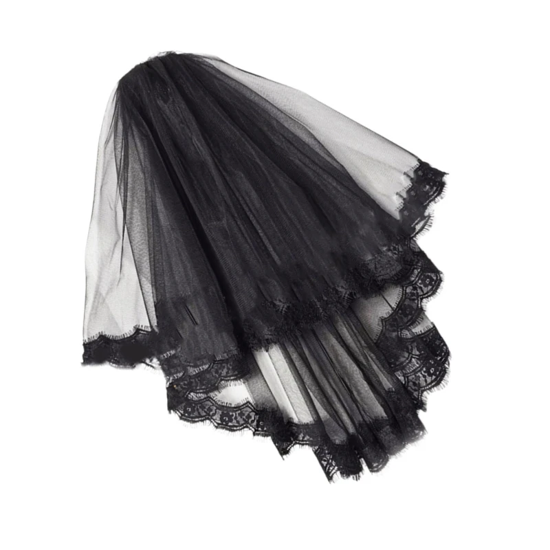 Bowknot/Floral Trim Tulle Halloween Bridal Veil with Fix Hair Comb for Marriage Wedding Celebration Party Accessories image 6