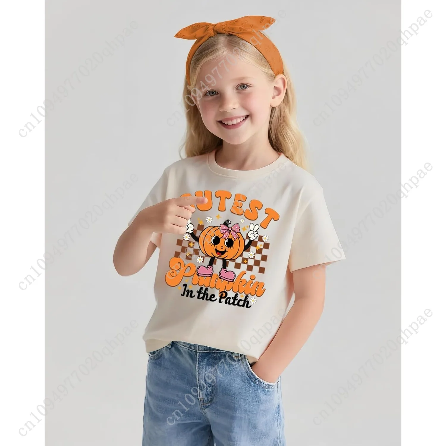 Halloween T-shirt voor meisjes Retro griezelig katoenen T-shirt met korte mouwen voor kinderen van 1-10 jaar