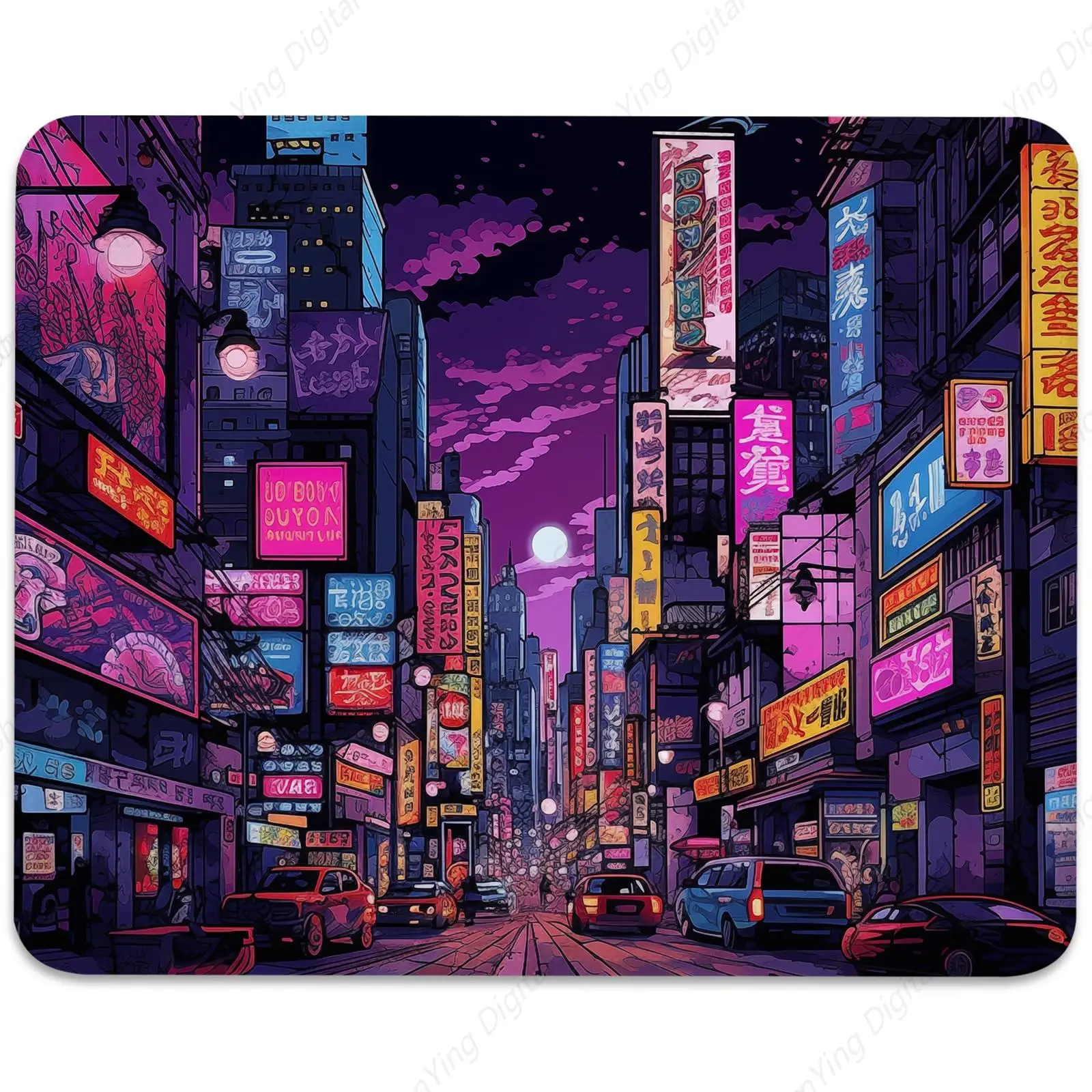 

Neon Night Scene Pixel Art Mouse Pad Retro Japanese City Anti Slip Rubber Durable Suitable For Computer Laptop Mouse Pad