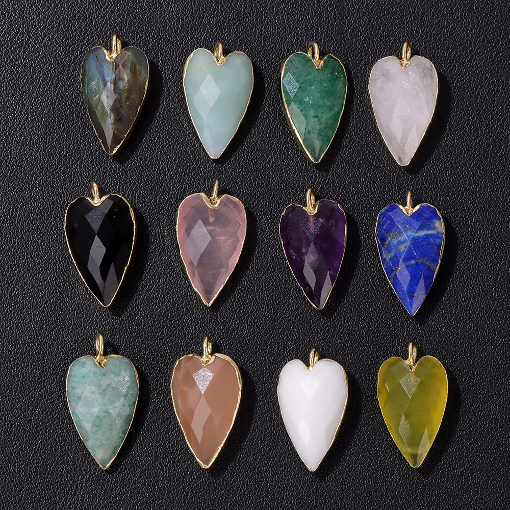 1PCS Heart Stone Pendant 13x20mm