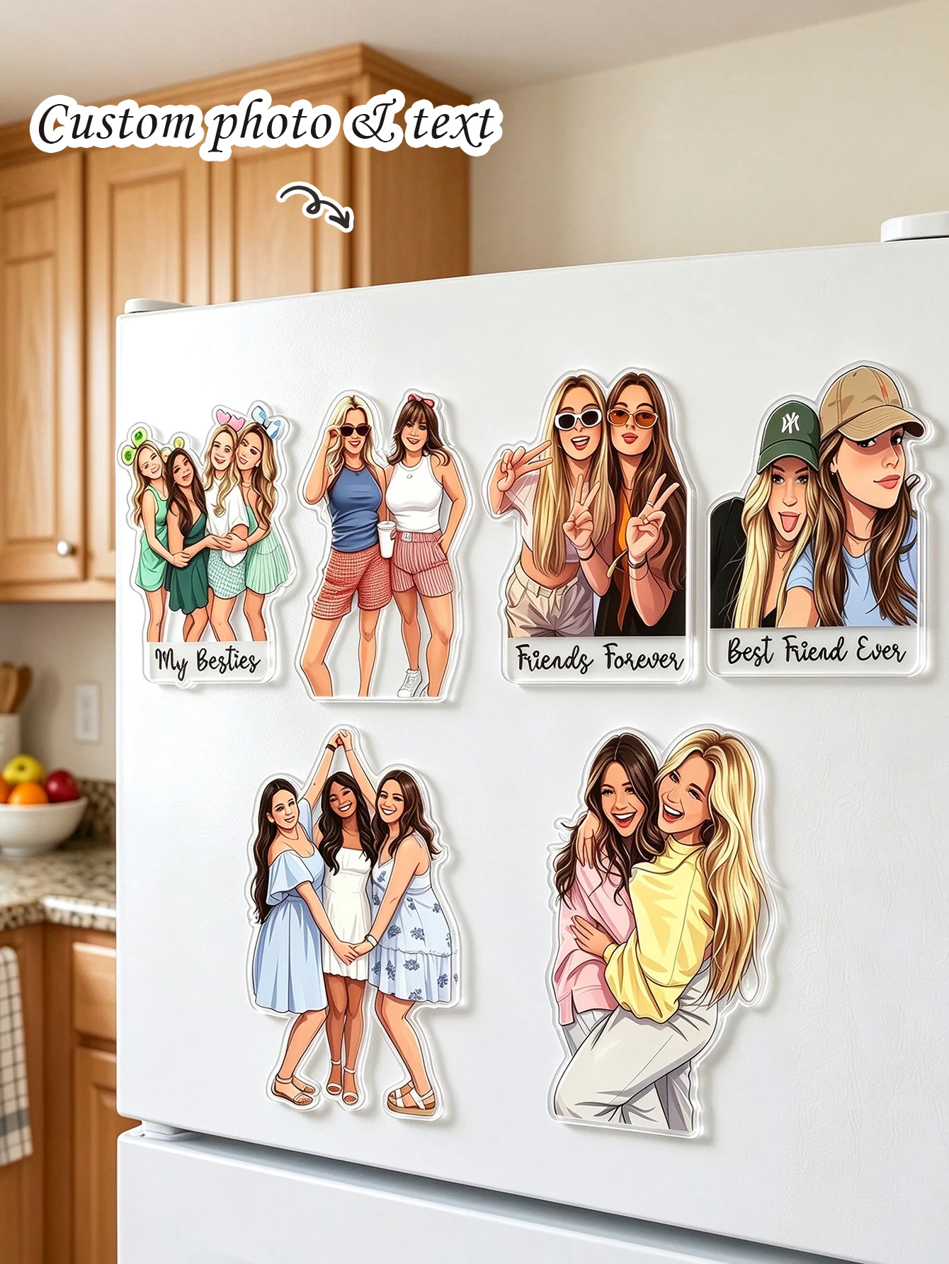 Personalized Photo Fridge Magnets, Family Photos, Best Friend Fridge Magnets, Lover's Commemorative Gifts, Custom Friend Gifts, Friendship-Themed Birthday Commemorative Gifts, Best Friend Photo Fridge Magnets, Custom A