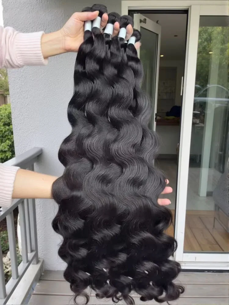 

30 32-дюймовые объемные волны, 100% пучок человеческих волос, необработанные волосы, необработанные наращивания, бразильские Remy, естественная волна воды, 3/4 пучка, предложения