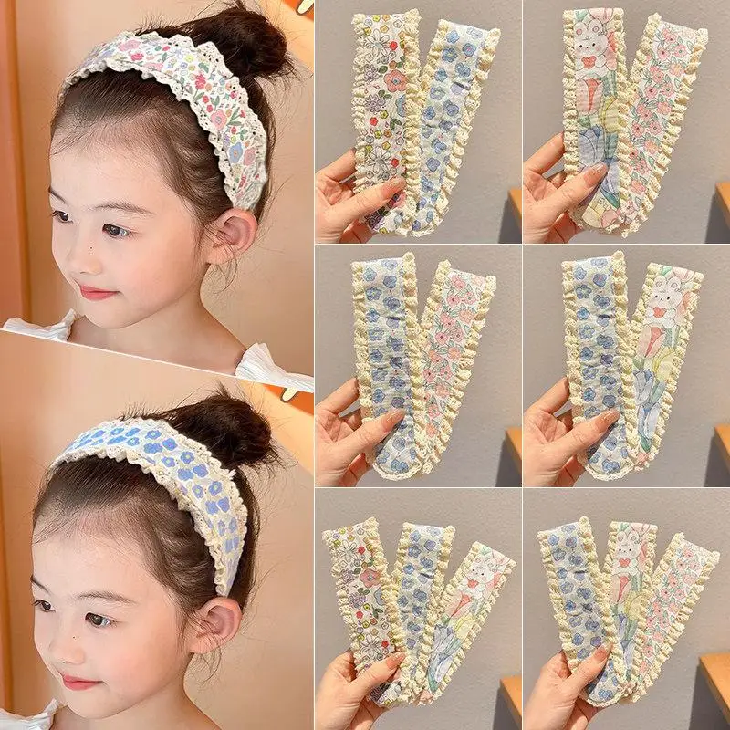 Wide Edge Lace Velcro Headband Elegant Small Floral Pattern No Headache Stray Hair Organizer for Office Lady Work Wear