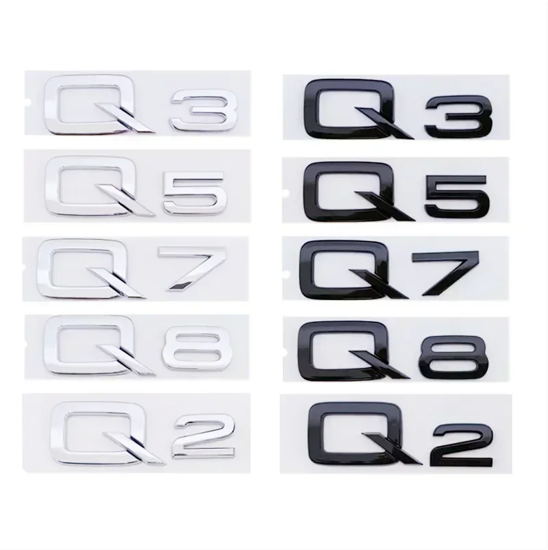 

3D ABS Letters Chrome Black Car Rear Trunk Boot Emblem Sticker Decals for Audi Q2 Q3 Q5 Q7 Q8 Car Styling Accessories