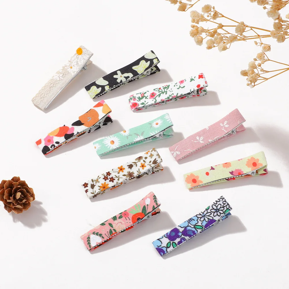 

200 Pcs/lot, Floral Print Fabric Covered Fully Lined Alligator Clips Kids Girls Hair Clip Fashion Hair Accessories