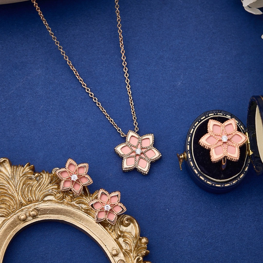 

AY Fashion Charming Zirconia Luxury Jewelry Flower Necklace Earrings Ring For Women Dating Party Evening Dress Jewelry Set