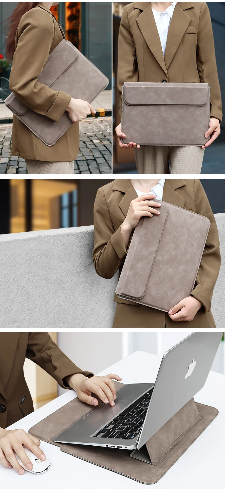 PU Leather Laptop Sleeve Bag For Macbook Air Pro 13 15 16 Case Notebook Cover For 13.3 14 15 15.6 inch Redmi Huawei Dell HP ASUS