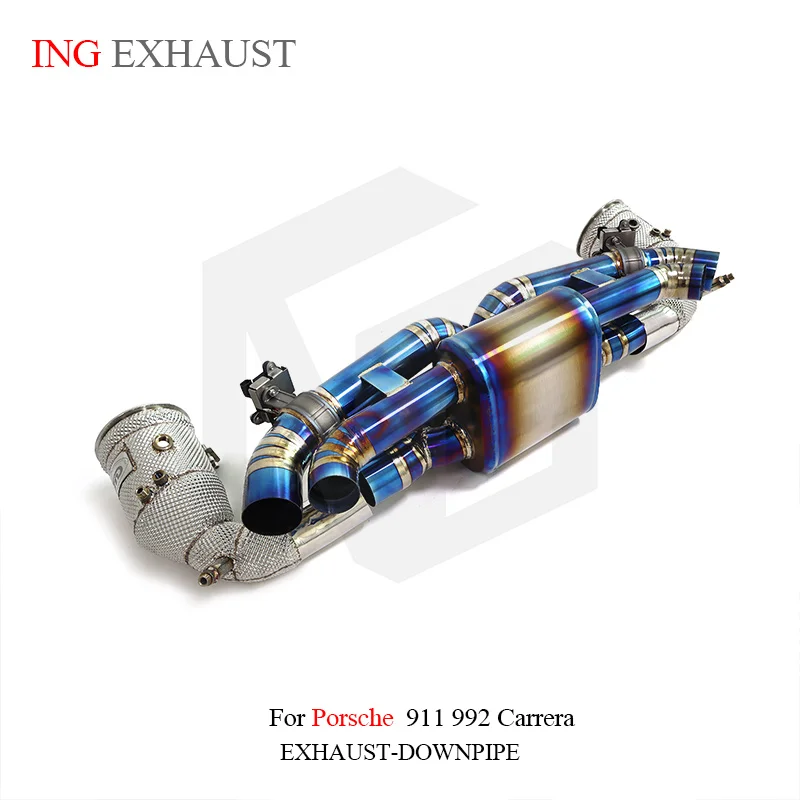 ING Electric Remote Valve Exhaust Titanium Alloy Full Catback for Porsche 911 992 Turbos 3.8T 2018+ Drain Pipe Muffler System