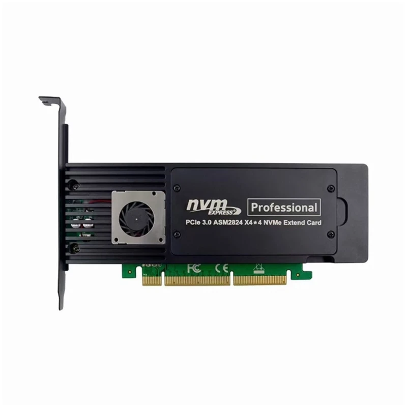 PCIE3.0 4-port NVME Expansion Card Adopts ASMedia ASM2824 Chip for 4x M.2 M-Key Hot-swappable Plug-play Power