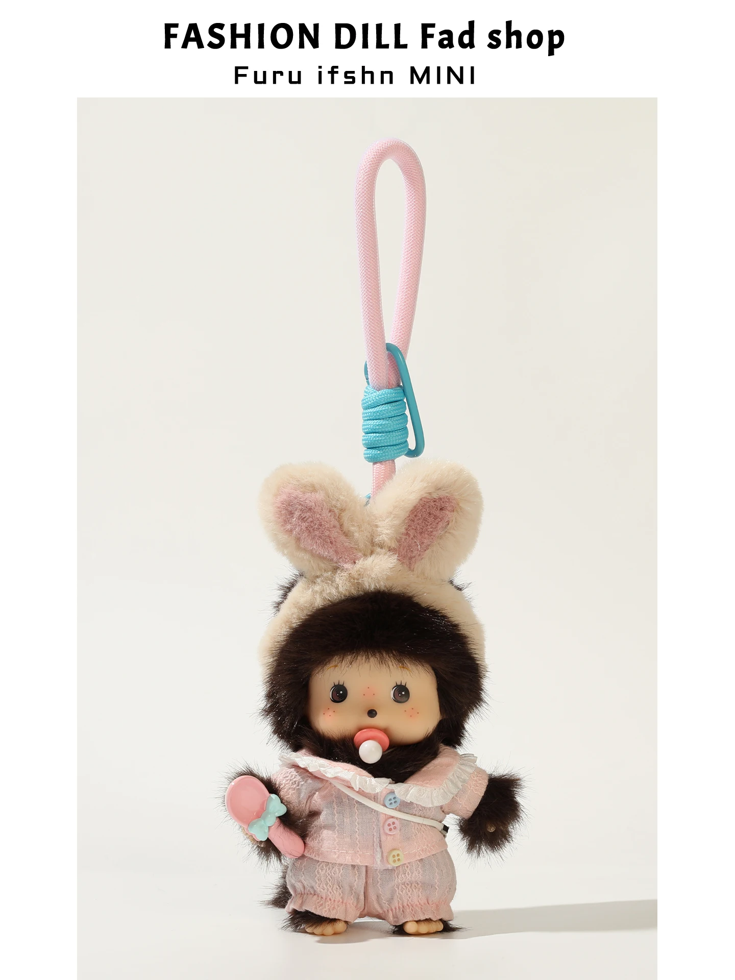 かわいいミッフィーぬいぐるみバッグチャーム、友達へのプレゼント、人形の吊り下げ飾り、ハンドロープ、柔らかいおもちゃのペンダント、親友へのプレゼント、中国製ファッションアクセサリー