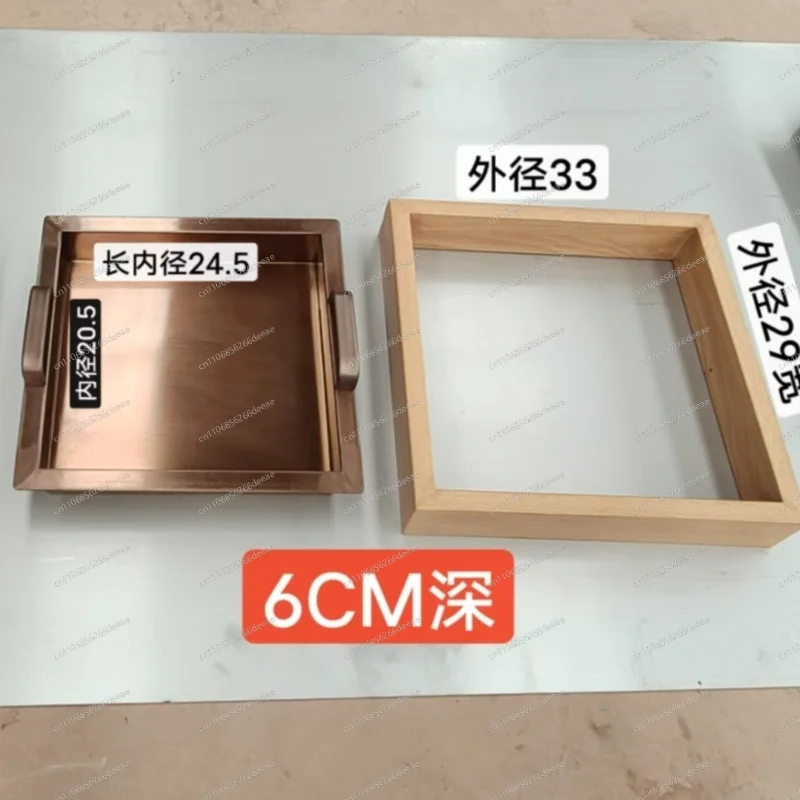Buffet, bacon plate, hot pot restaurant, seafood barbecue, ice table box, wood grain outer frame box with handle.