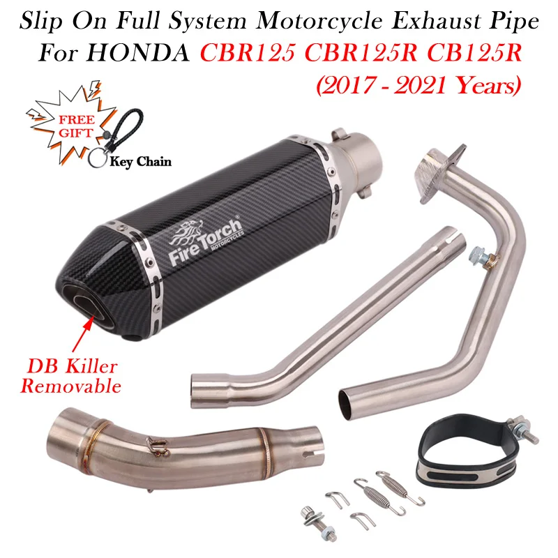 For Honda CBR125 CBR125R CB125R CBR 125 125R 2017 - 2021 Motorcycle Exhaust Full System Muffler DB Killer Front Middle Link Pipe