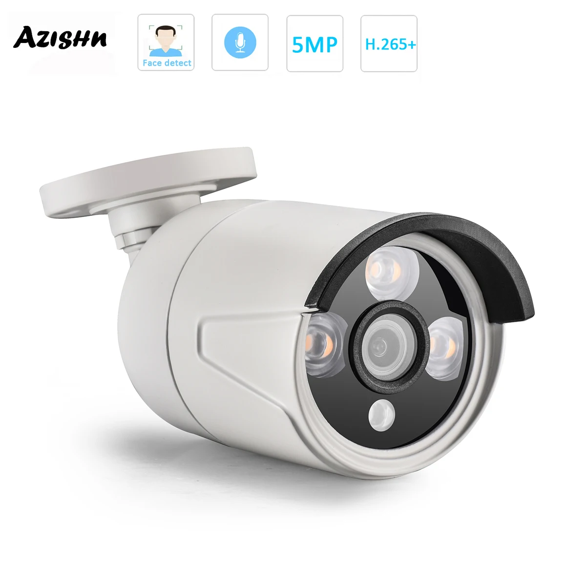 

AZISHN H.265+ 5MP POE IP Camera 2880X1616 Outdoor Video Face detection 3IR Array LEDS CCTV Security for POE NVR System