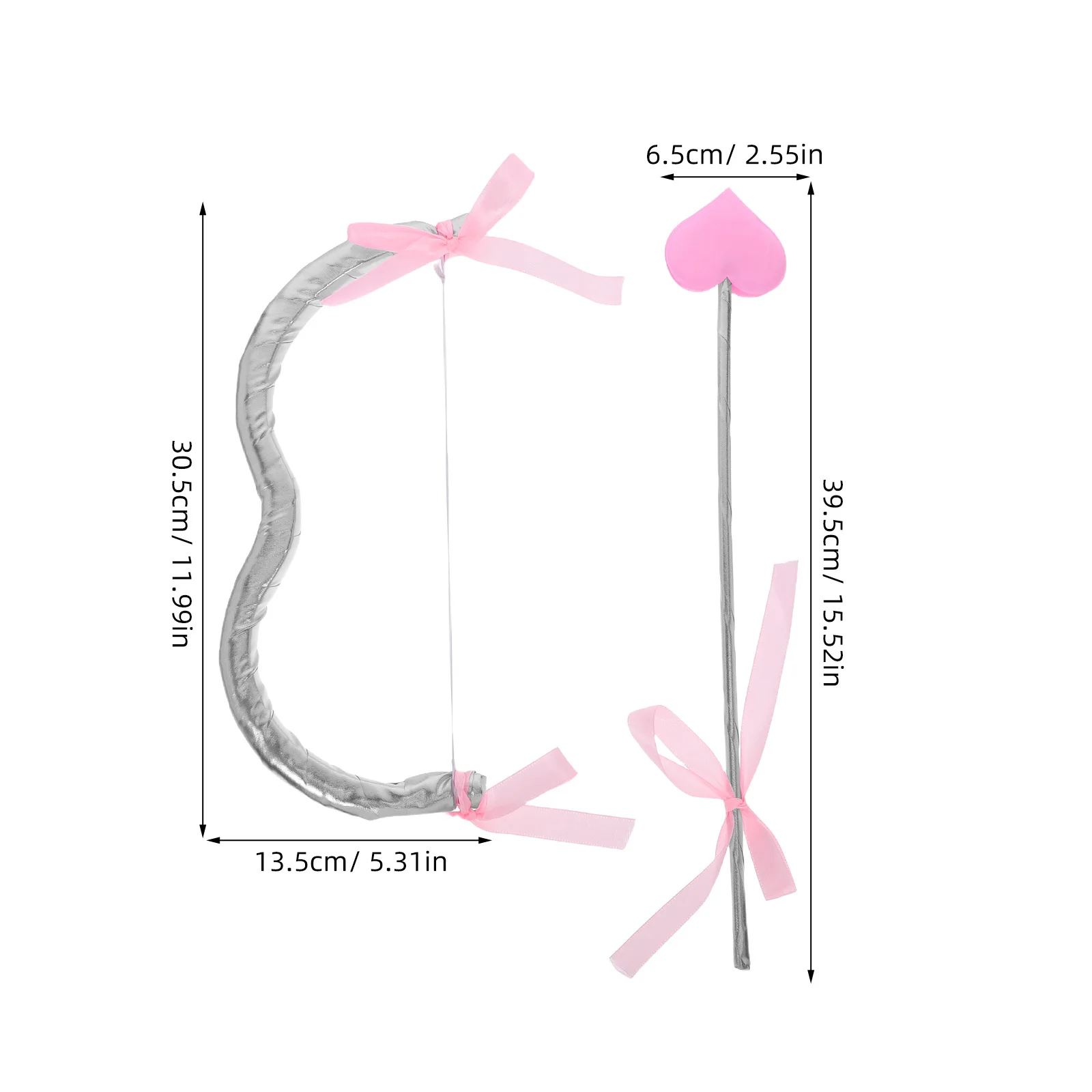1 set 1 set Cupido Arco Freccia Prop Per San Valentino Costume Cosplay Decorazioni per feste Accessorio leggero per giochi di ruolo con realistico