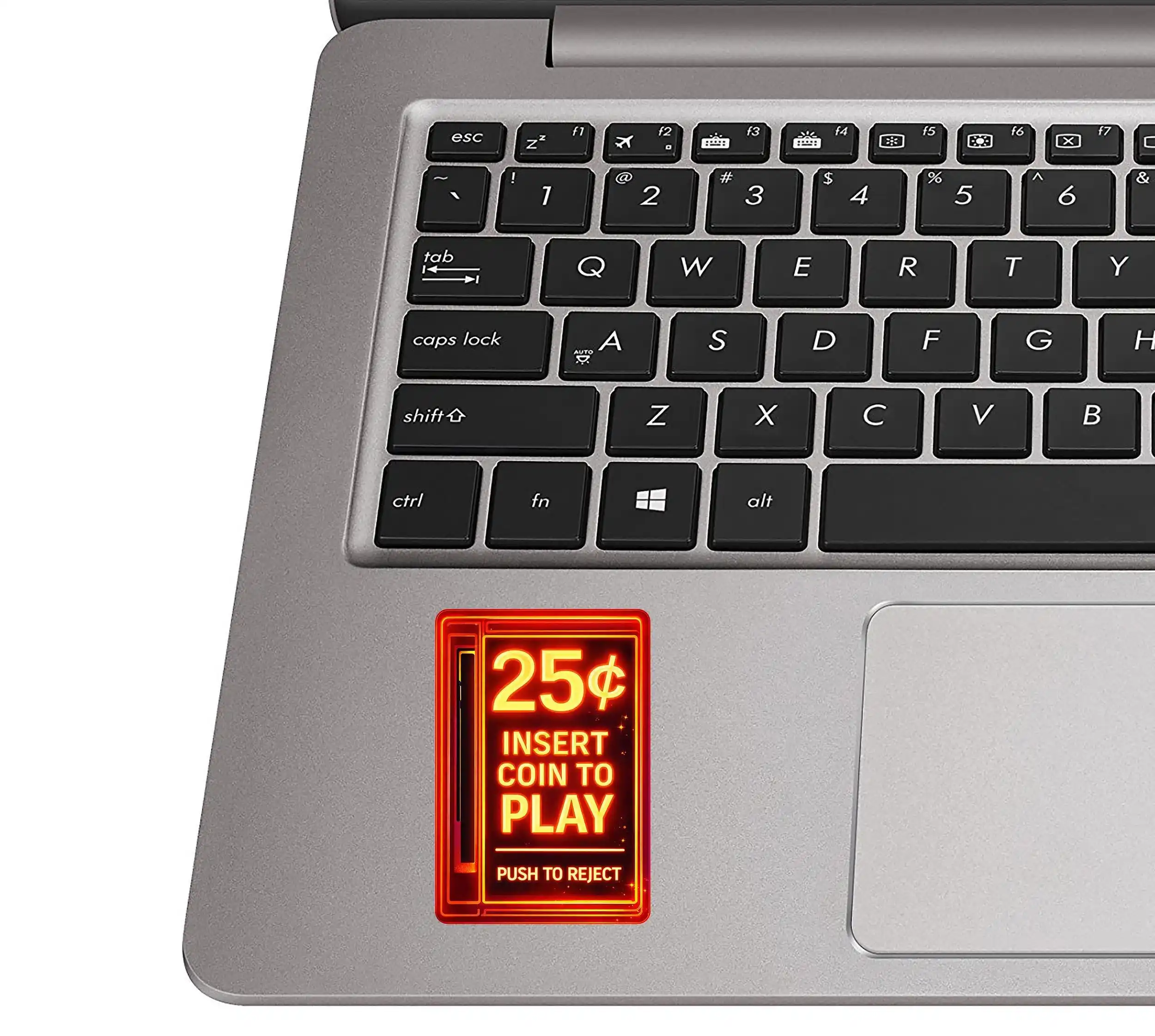 Retro Arcade Insert Coin 25 Cent Neon Style Vinyl Car Sticker Decal for Car Window and Laptop Decorative Graphic